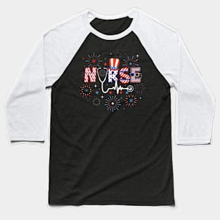 4th Of July Nursing For Women Stethoscope Nurse Graduation Baseball T-Shirt